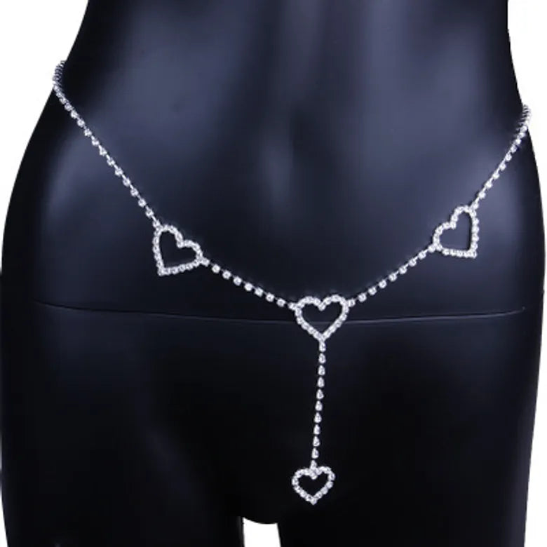 Gold Rhinestone Heart Waist Chain