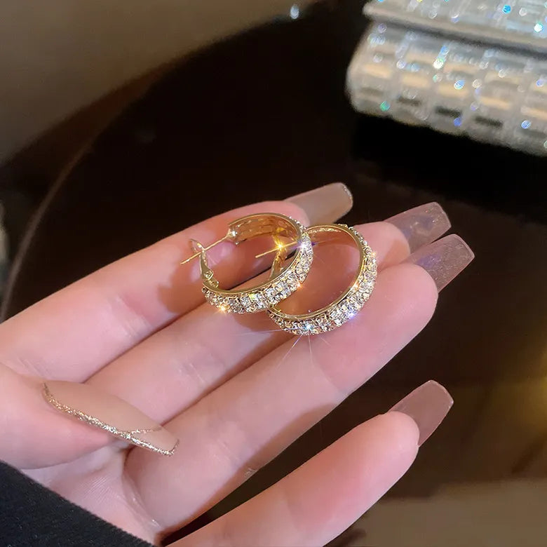 Gold Rhinestone Hoop Earrings