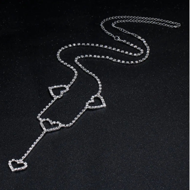 Gold Rhinestone Heart Waist Chain